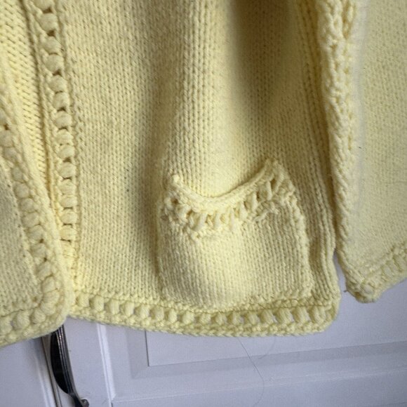 Handmade Yellow Cardigan Sweater Womens‎ Small Extra Small Knit Custom - Picture 4 of 7